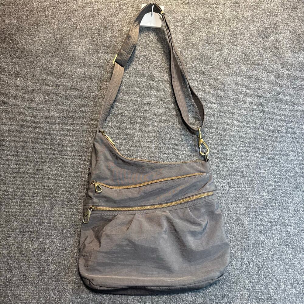 Travelon Gray Nylon Anti Theft Multi Pocket Crossbody Shoulder Bag Pink Lining